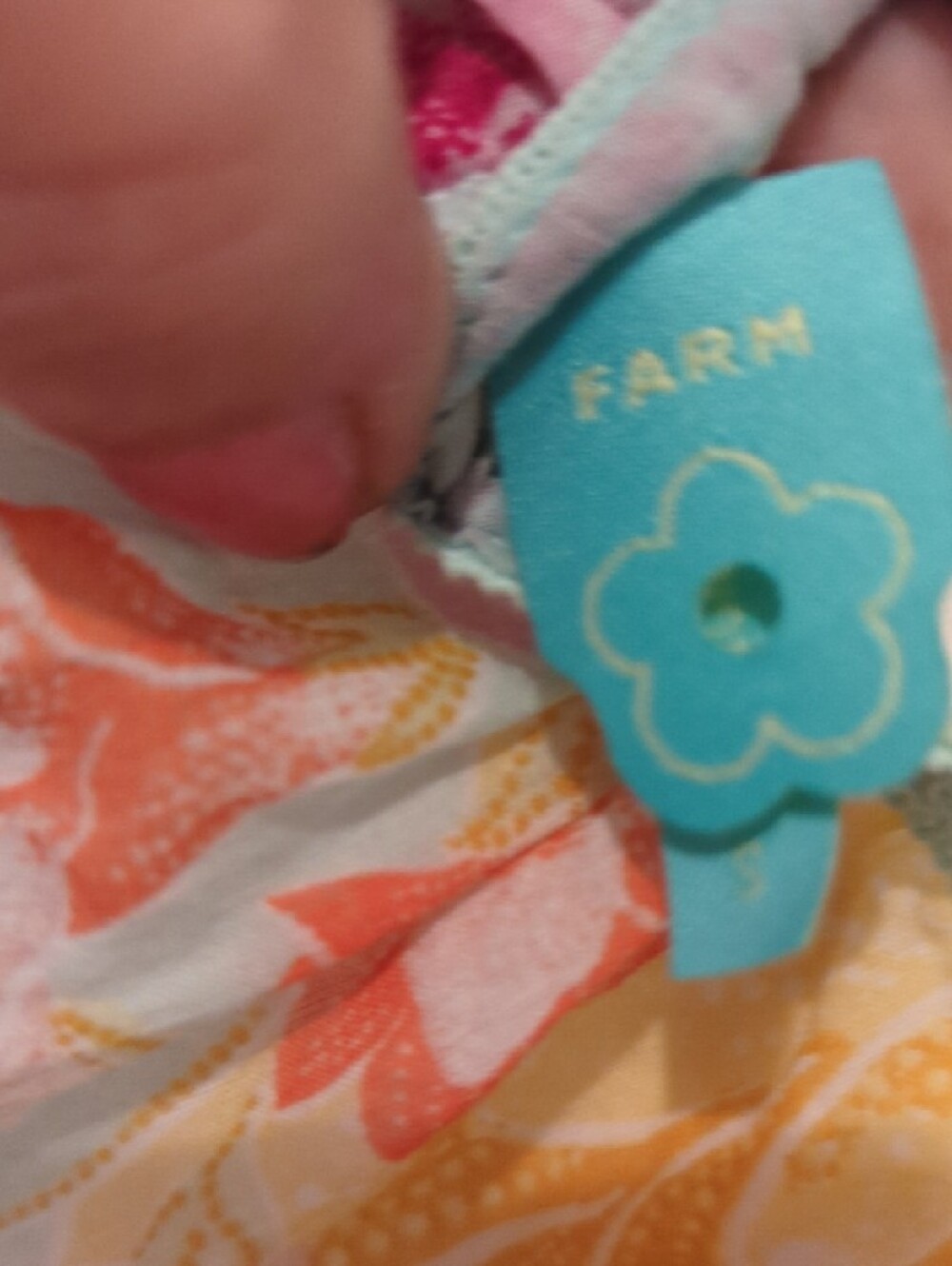 💯 Cotton FARM Rio Pastel Mint Floral Peasant Blouse with Pink and Yellow Blooms - Picture 7 of 12